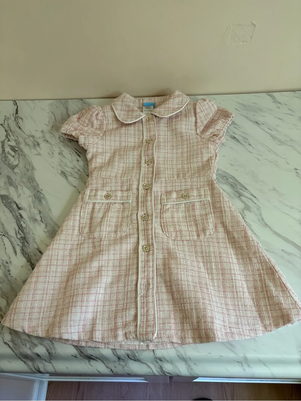 Draper James Tweed Button-Front Dress with Peter Pan Collar